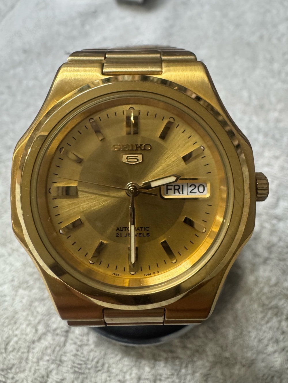 Seiko Gold Tone Men's Automatic Watch with Day-Date